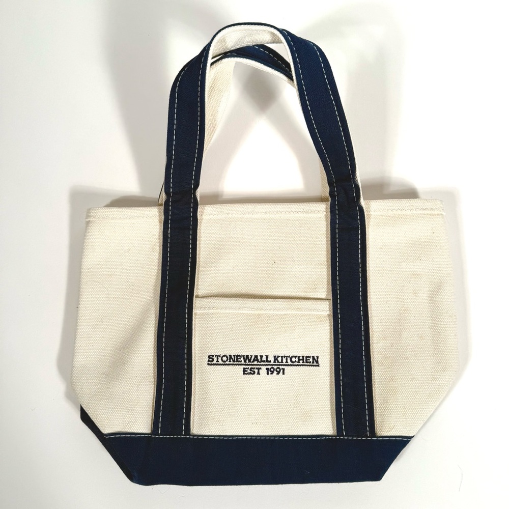 Stonewall Kitchen Navy Blue “Boat Tote” Canvas Small Tote Bag Coastal Americana
